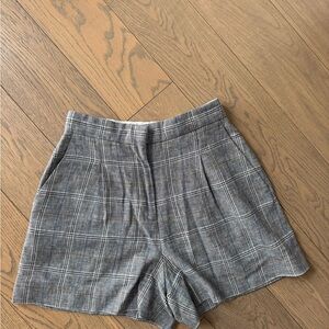 Sandro High Waist Plaid Shorts in Gray